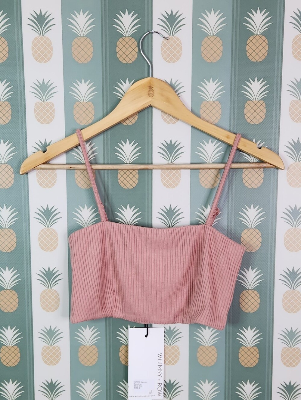 Whimsy + Row Dusty Rose Ribbed Cropped Lennon Bandeau